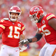 Patrick Mahomes (l.) led the Chiefs out of a losing first half to a narrow victory over the Browns.